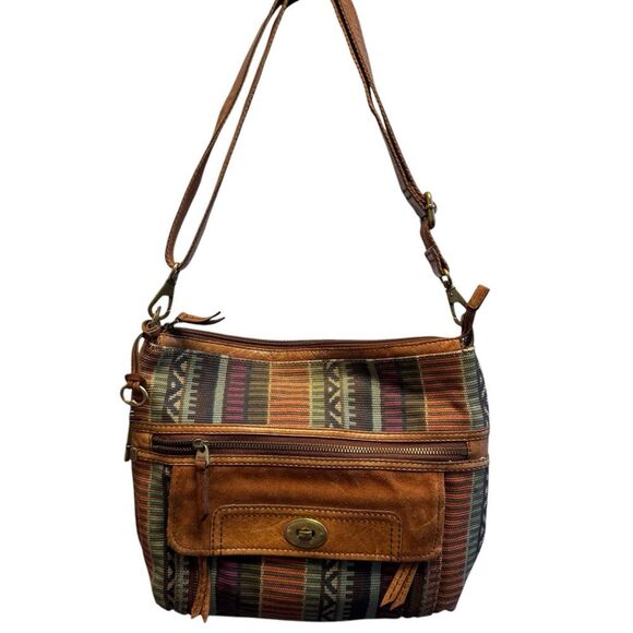 Fossil Multicolored Carpet Leather Crossbody Bag with Southwestern Design - Picture 1 of 11